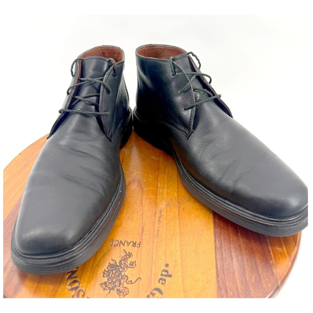 Johnston & Murphy XC4 Leather Boots Mens 8.5 Black Waterproof Chukka Square Toe